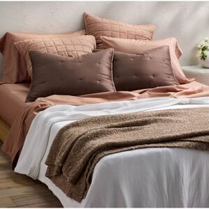 Set of 2 Standard Casaluna Bamboo Quilt Shams in Fig- NEW